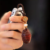 Rosewood Turtle Shell Keychain Fortune Turtle Back