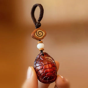 Rosewood Turtle Shell Keychain Fortune Turtle Back