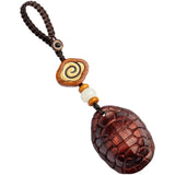 Rosewood Turtle Shell Keychain Fortune Turtle Back