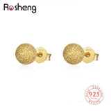 925 Silver 5mm Frosting Ball Stud Earrings for Women