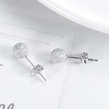 925 Silver 5mm Frosting Ball Stud Earrings for Women
