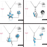 925 Silver Opal Stone Necklace CZ Wedding Jewelry Gift