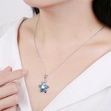 925 Silver Opal Stone Necklace CZ Wedding Jewelry Gift
