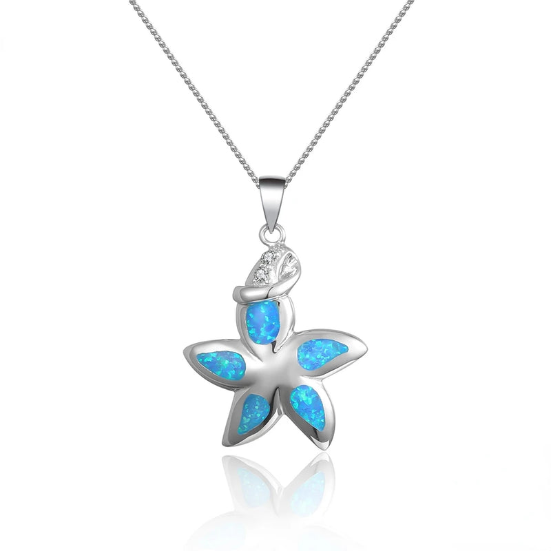 925 Silver Opal Stone Necklace CZ Wedding Jewelry Gift
