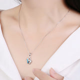 925 Silver Opal Stone Necklace CZ Wedding Jewelry Gift