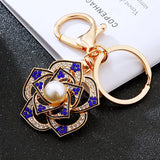 Camellia Car Keychain with Rose Flower Bag Pendant