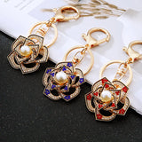 Camellia Car Keychain with Rose Flower Bag Pendant