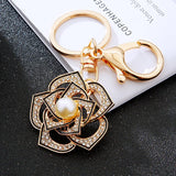 Camellia Car Keychain with Rose Flower Bag Pendant