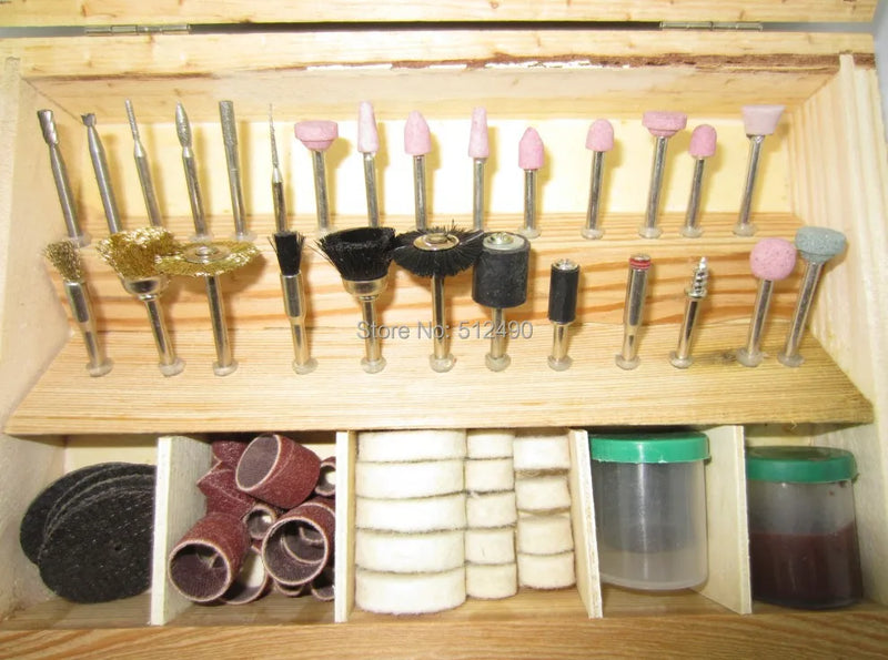 Rotary Grinding Tool Jewelry Polishing Set with Wooden Case