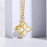 Rotating Clover Pendants Necklace Women Stainless Steel Chain Choker