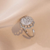 Flower Ring Pendant Necklace Set Stainless Steel Chains Gift
