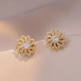 Zircon Flower Jewelry Set: Earrings, Necklace & Bracelets