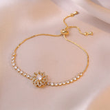 Zircon Flower Jewelry Set: Earrings, Necklace & Bracelets