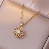 Zircon Flower Jewelry Set: Earrings, Necklace & Bracelets