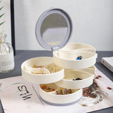 Rotating Jewelry Box Multi-layer Storage Box with Mirror