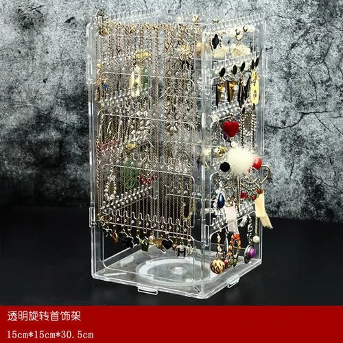 Rotating Jewelry Boxes Organizer Hanging Display Stand Plastic Jewelry Box