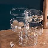 Rotating Jewelry Storage Box Transparent Makeup Organizer