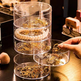 Rotating Jewelry Storage Box Transparent Makeup Organizer