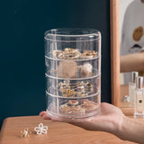Rotating Jewelry Storage Box Transparent Makeup Organizer