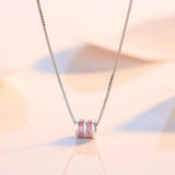 Rotating Necklace Pendant Silver 925 Box Chain Women Jewelry Pink Y2K