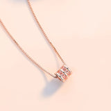Rotating Necklace Pendant Silver 925 Box Chain Women Jewelry Pink Y2K