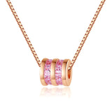 Rotating Necklace Pendant Silver 925 Box Chain Women Jewelry Pink Y2K