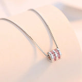 Rotating Necklace Pendant Silver 925 Box Chain Women Jewelry Pink Y2K