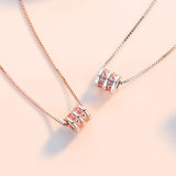 Rotating Necklace Pendant Silver 925 Box Chain Women Jewelry Pink Y2K