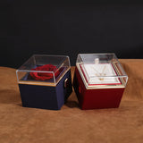 Rotating Rose Acrylic Ring Necklace Preserved Flower Jewelry Box