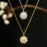 Rotating Sunflower Pendant Necklace for Women