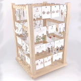 Rotating Wood Earrings Holder Display Necklace Bracelets Stand