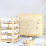 Rotating Wood Earrings Holder Display Necklace Bracelets Stand