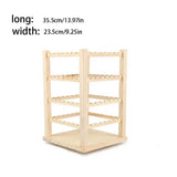 Rotating Wood Earrings Holder Display Necklace Bracelets Stand