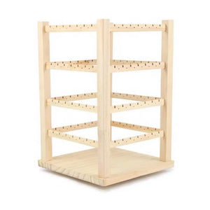 Rotating Wood Earrings Holder Bracelets Stand Dresser Organizer