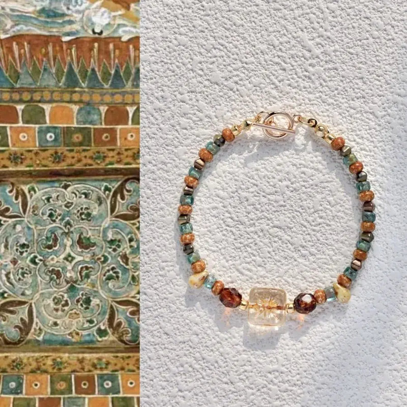Dunhuang Retro Beaded Bracelet with Immortal Charm