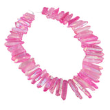 Quartz Crystal Points Loose Spacer Beads Titanium Coated Sticks for DIY