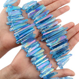 Quartz Crystal Points Loose Spacer Beads Titanium Coated Sticks for DIY
