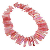 Quartz Crystal Points Loose Spacer Beads Titanium Coated Sticks for DIY