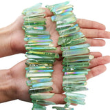 Quartz Crystal Points Loose Spacer Beads Titanium Coated Sticks for DIY