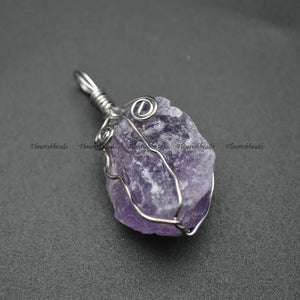 Irregular Natural Gemstone Wire Wrapped Pendant for Necklace DIY