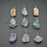 Irregular Natural Gemstone Wire Wrapped Pendant for Necklace DIY