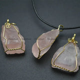 Rose Quartz Irregular Shape Pendant Healing Gemstone Necklace DIY