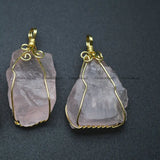 Rose Quartz Irregular Shape Pendant Healing Gemstone Necklace DIY
