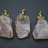 Rose Quartz Irregular Shape Pendant Healing Gemstone Necklace DIY