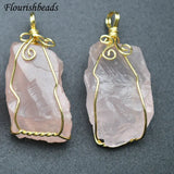 Rose Quartz Irregular Shape Pendant Healing Gemstone Necklace DIY