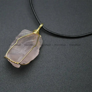 Rose Quartz Irregular Pendant Healing Gemstone Necklace
