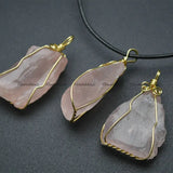 Rose Quartz Irregular Pendant Healing Gemstone Necklace
