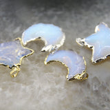 Opalite Star Moon Pendants Raw Stone Quartz Crescent Charms