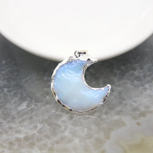 Opalite Star Moon Pendants Raw Stone Quartz Crescent Charms