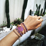 Rough Sea Sediment Stone Wrap Bracelet Bohemian Girls